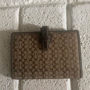 Coach Brown logo slim wallet ID Billfold
